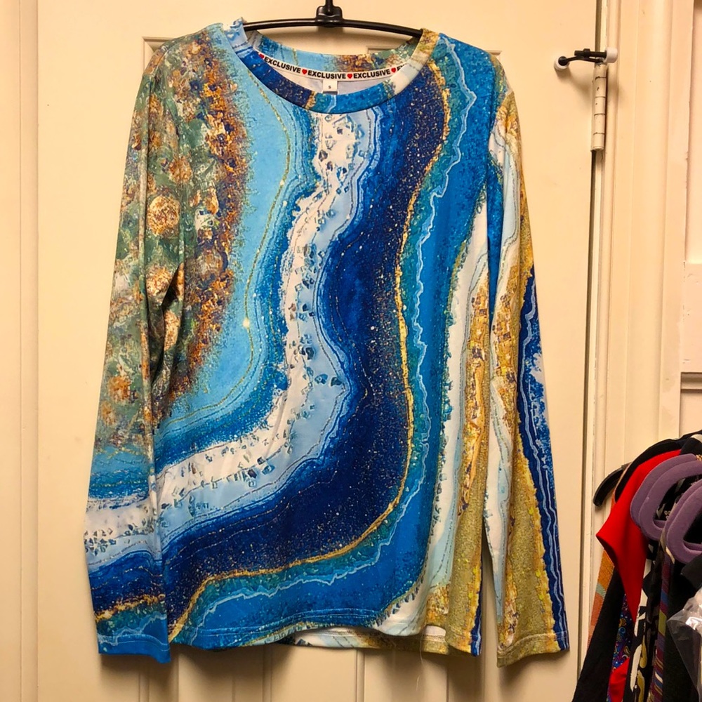 Blue Multi Colored Top